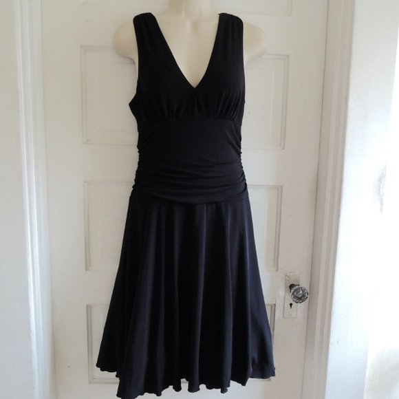 IZ Byer Black Ruched Cocktail Dress Tulle Flounce Underskirt M - Picture 1 of 10